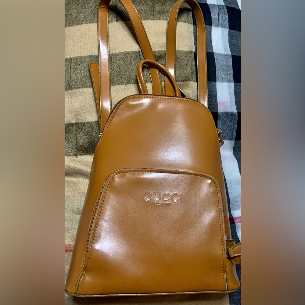 💫BACKPACK RECICLADA DE BOLSO GUCCI 💫CAQUI💫MEDIANA💫#GCI